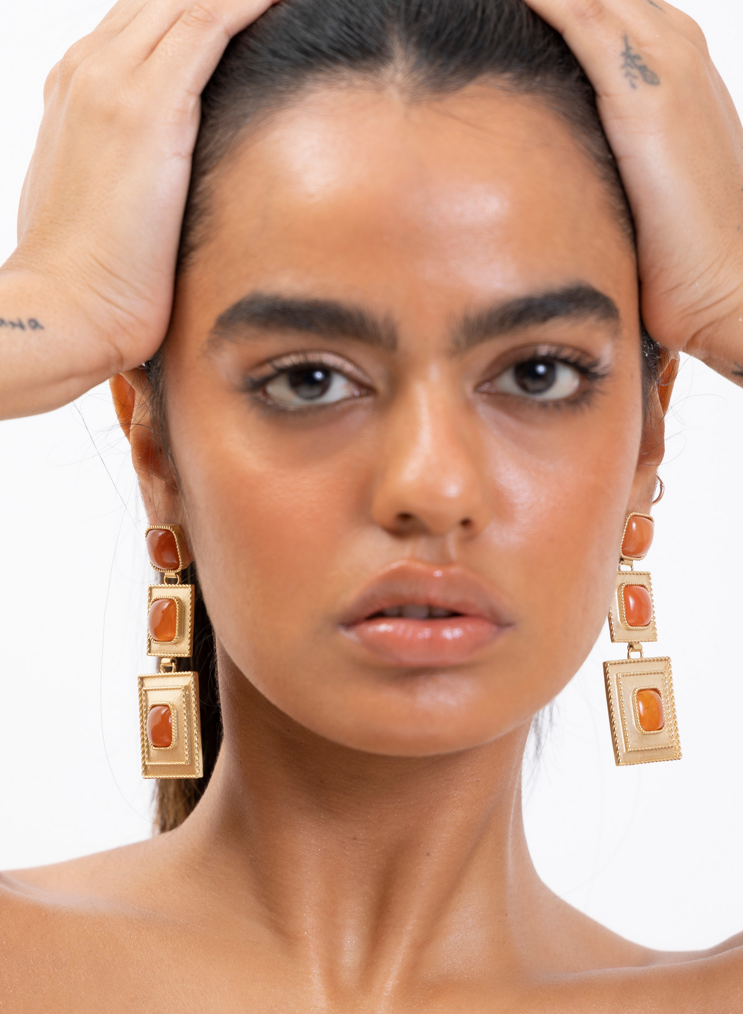 Khufu Earrings in Carnelian